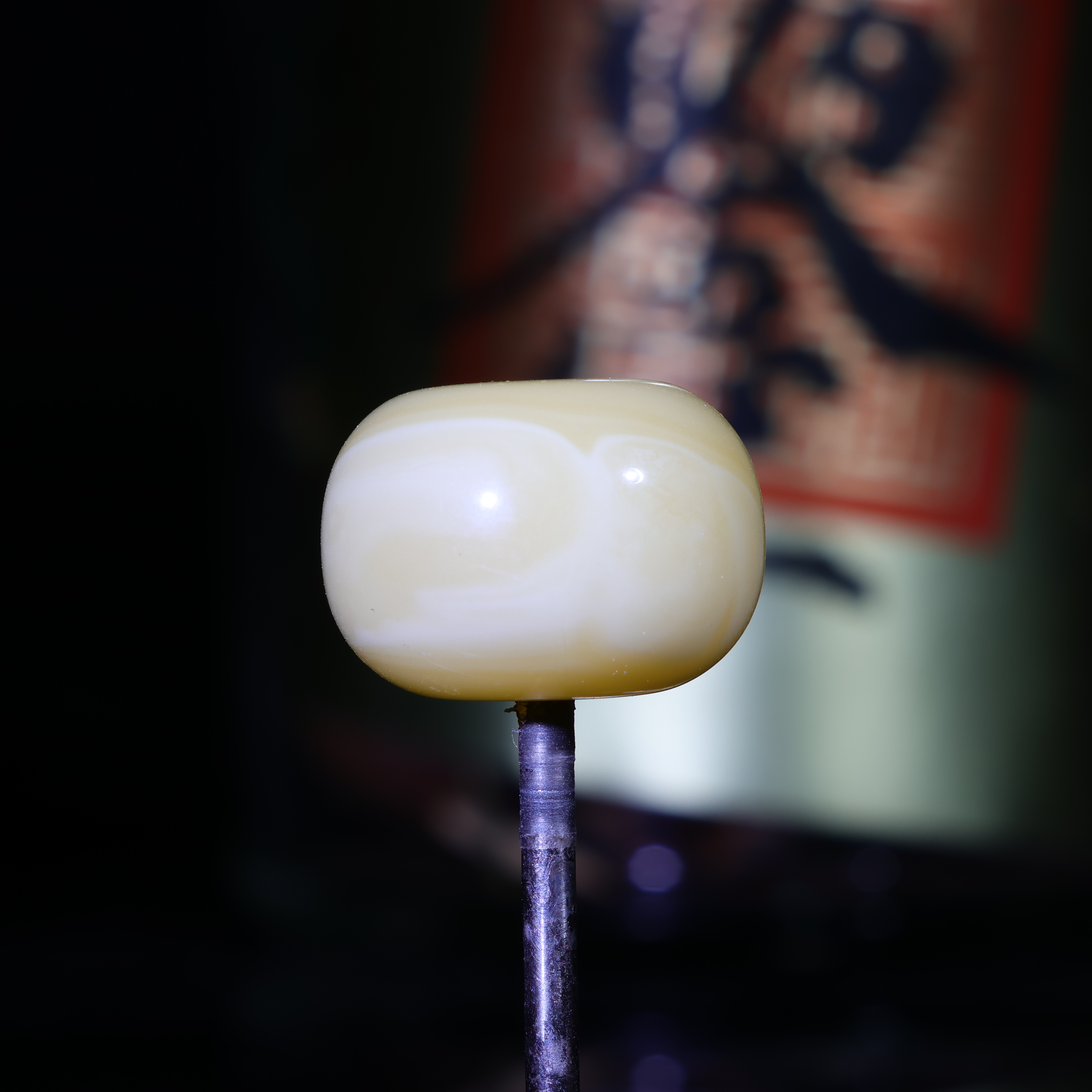 19m蜜蜡墩子老型顶珠天然原矿一物一图白花蜜蜡配饰19*13-A167