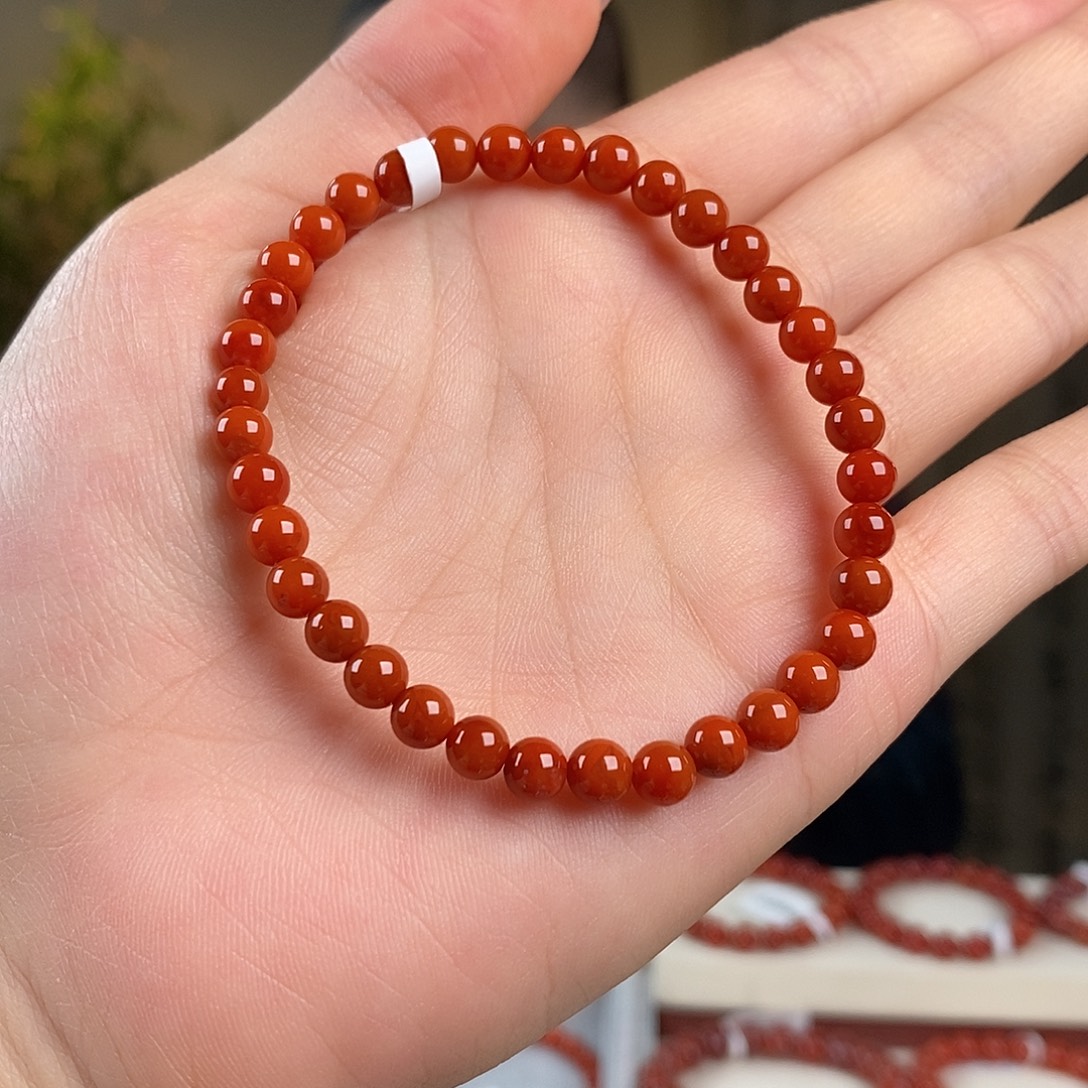 南红玛瑙未镶嵌手串原矿无胶5mm稀有3A级别满色满肉瓦西川料