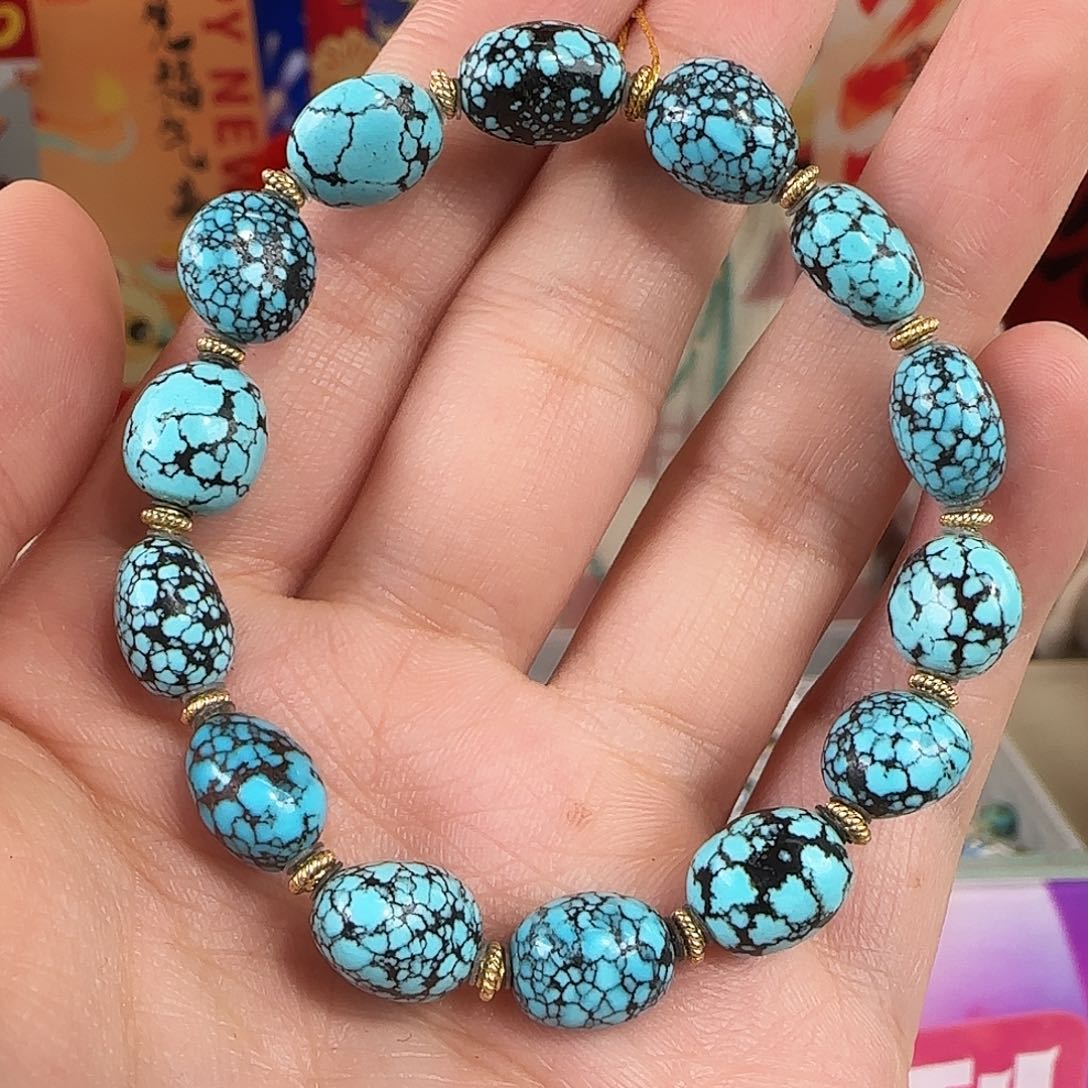 绿松石银S925镀金镶嵌珠宝奇石