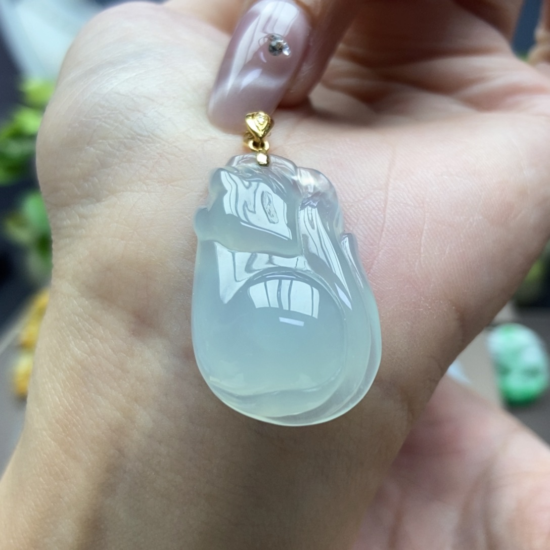 翡翠颈饰18K金镶嵌吊坠2