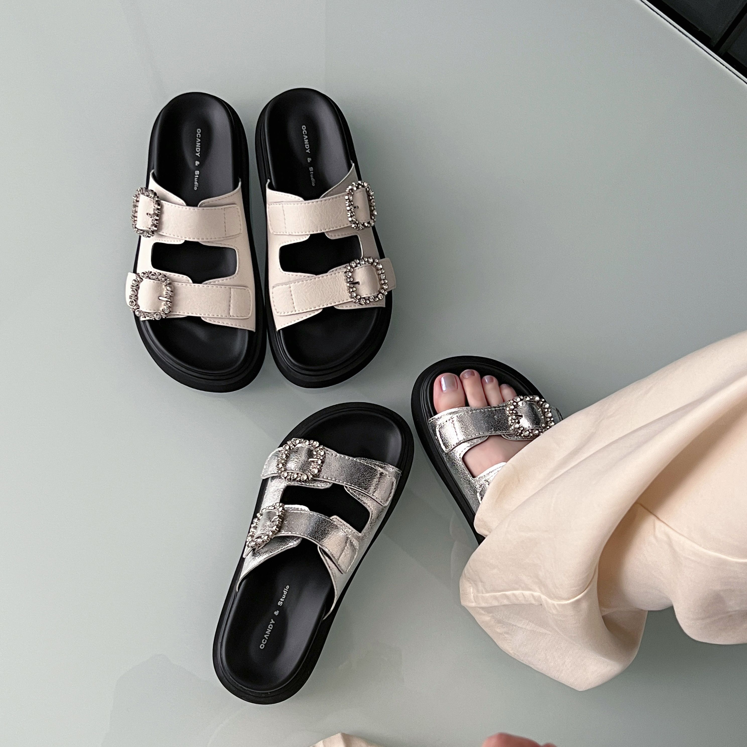 厚底休闲一字拖鞋女春外穿气质增高软底时尚凉拖 LK25L8373