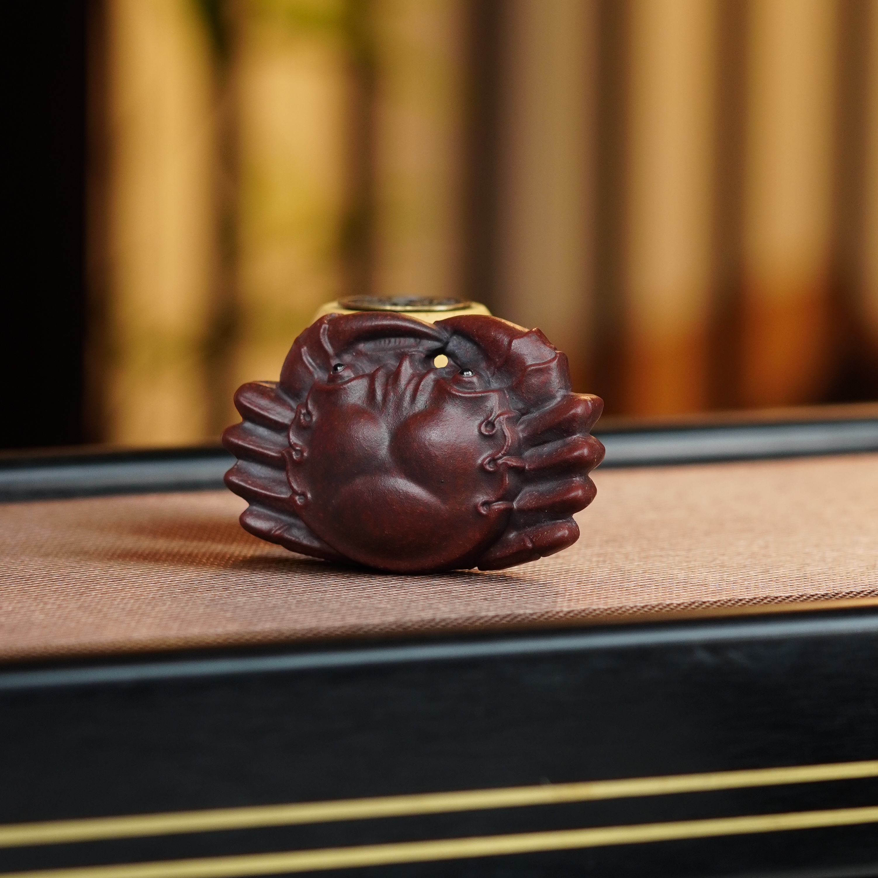 宜兴原矿紫砂全手工紫砂摆件茶周边螃蟹八方来财