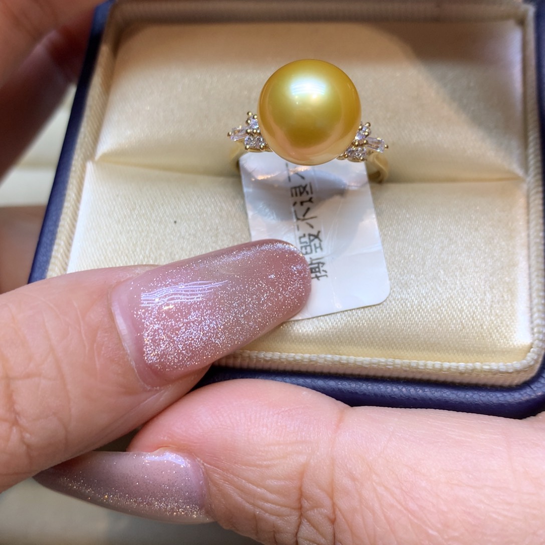 14K金镶嵌戒指海水珍珠