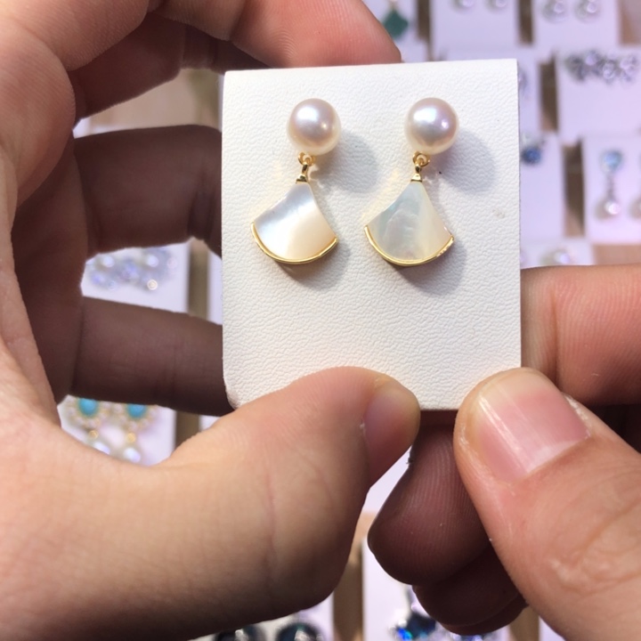 淡水珍珠耳饰银S925镶嵌