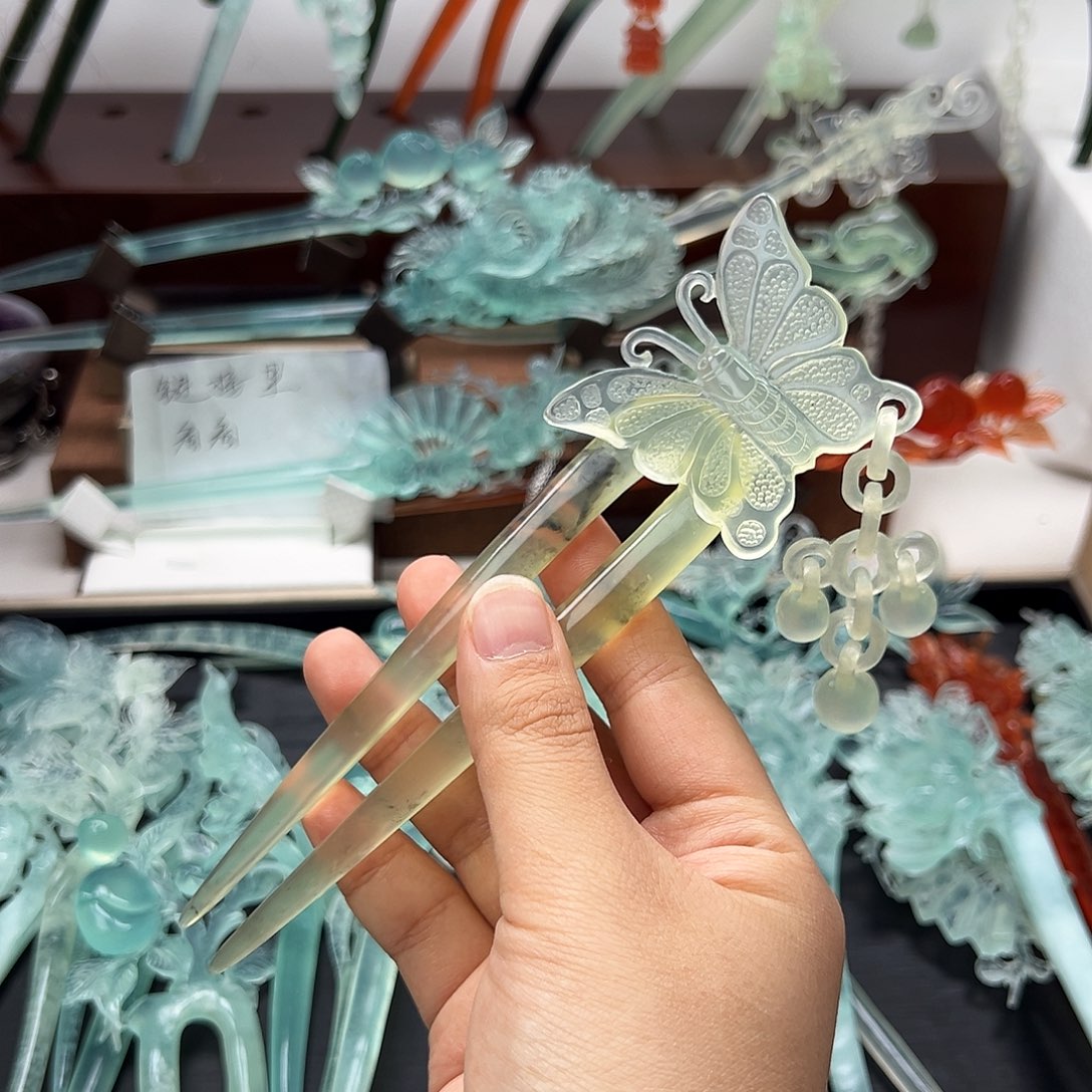 蛇纹石玉发饰未镶嵌?****࿐