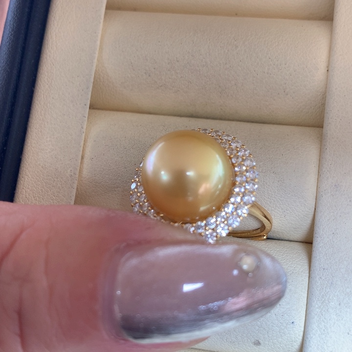 银S925镶嵌戒指海水珍珠