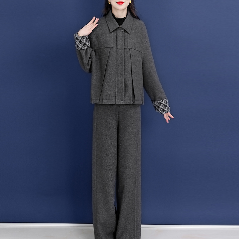 【两件套】23875梦晚春季优雅气质时尚大气休闲收腰显瘦套裤-ASJ