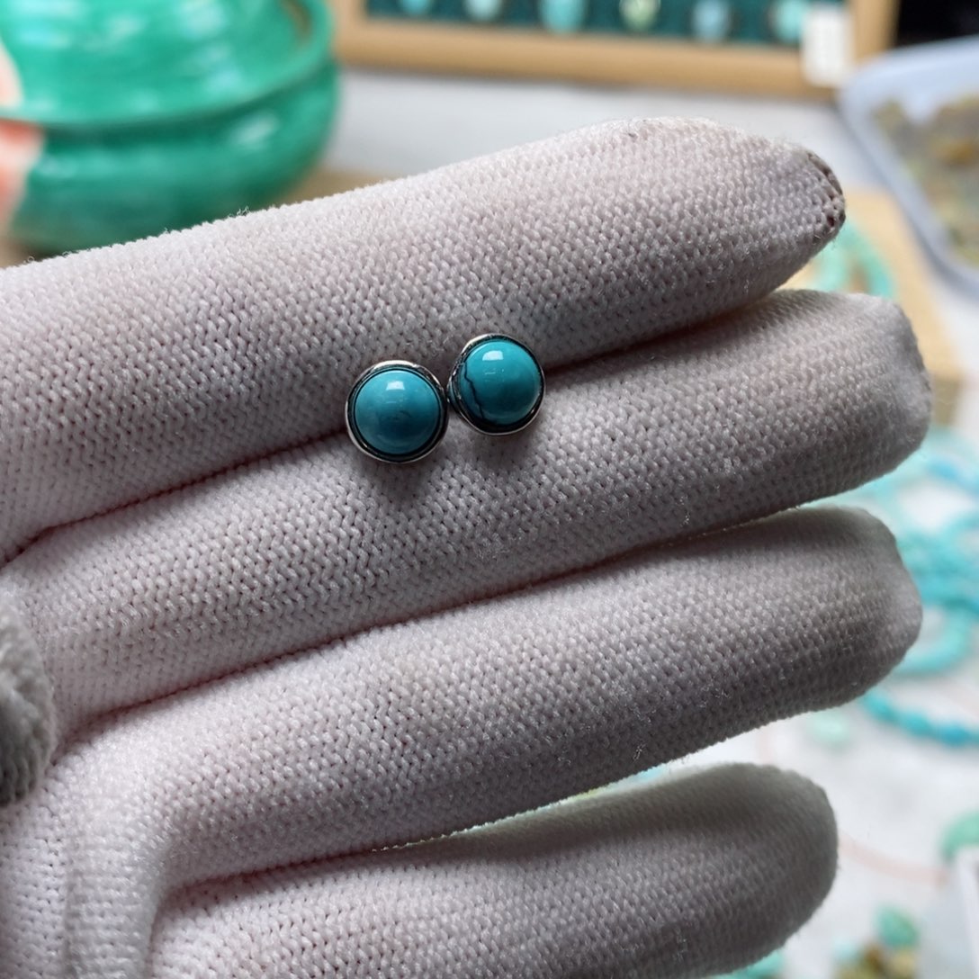 绿松石珠宝奇石银S925镶嵌@**胖