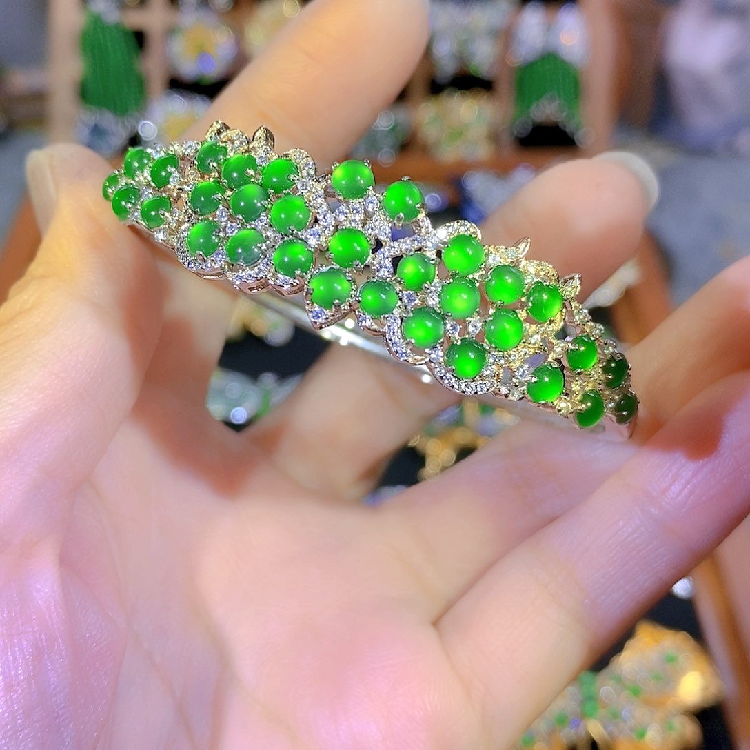 吊坠(不含链)银S925镶嵌翡翠