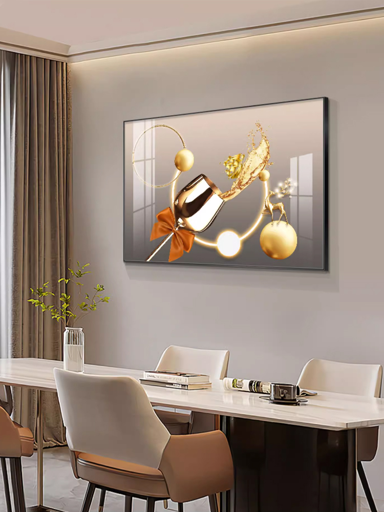 现代简约餐厅装饰画轻奢酒杯餐桌背景墙挂画饭厅厨房壁画