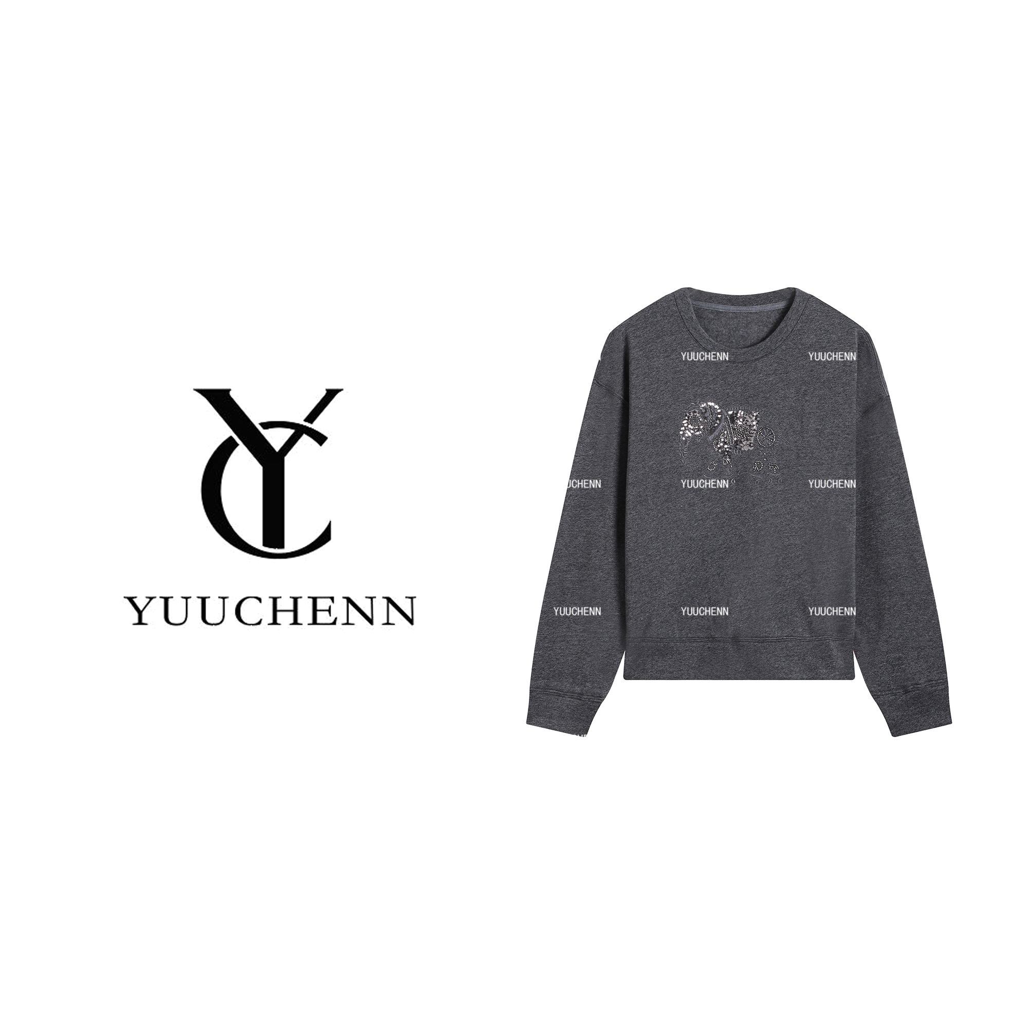 YUUCHENN“朦胧边界“羊毛卫衣套头款圆领时尚长袖JYY-H73098