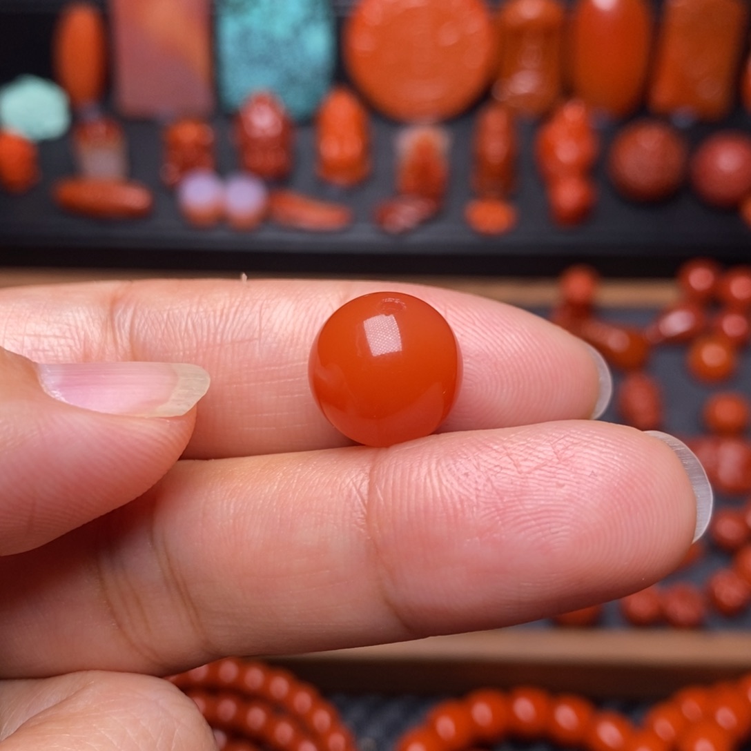 南红玛瑙配饰未镶嵌圆珠卡12.7