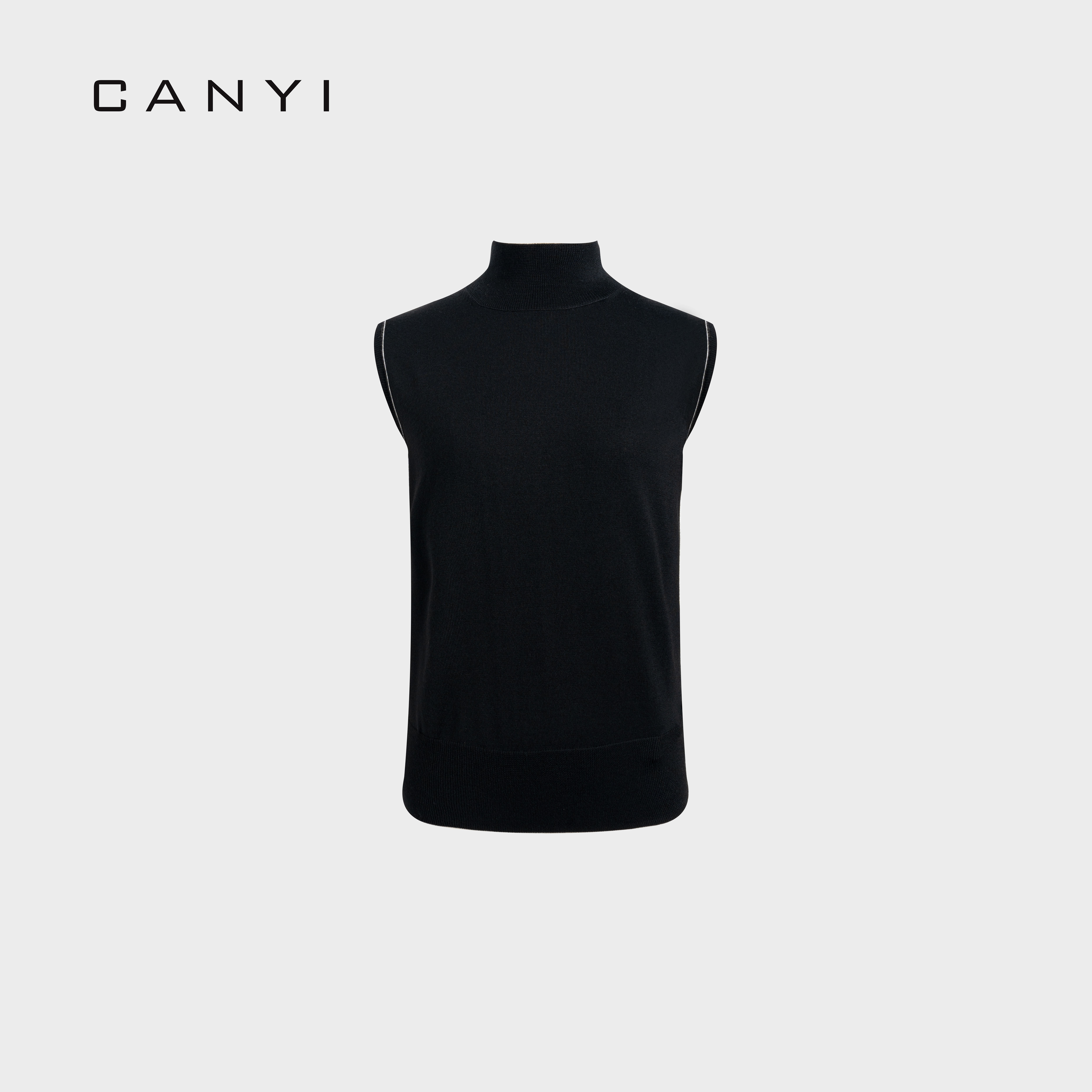 【CY璨衣】100%羊毛文艺风高领无袖针织打底纯羊毛衫CY06-25052801