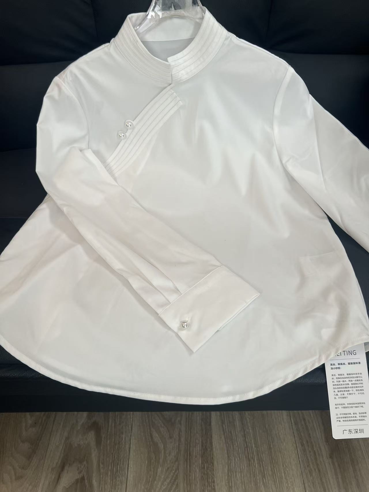 宽松型原创设计长袖新中式衬衫女装百搭洗发水时尚