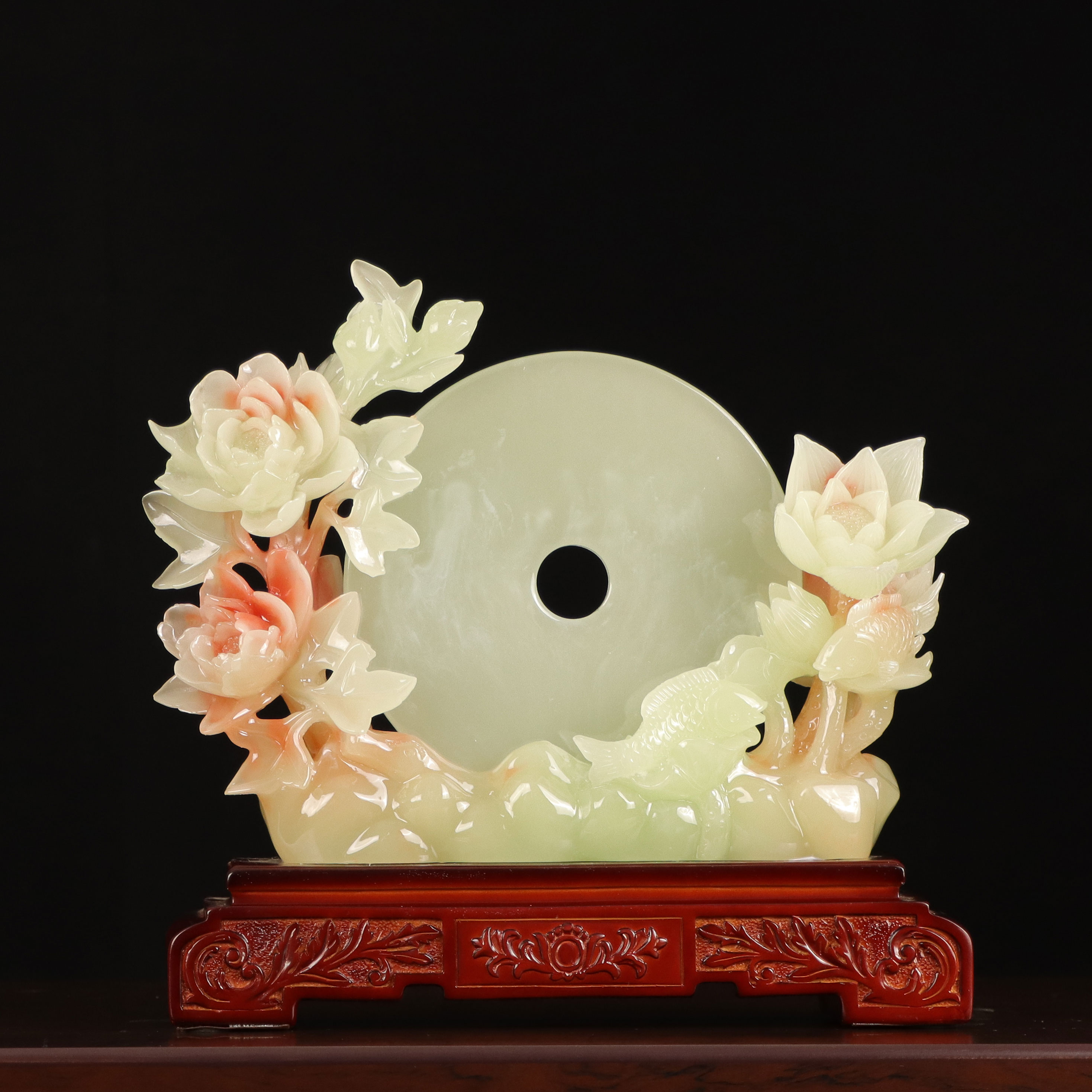 创意工艺品富贵平安牡丹花家居客厅玄关电视柜装饰摆件乔迁礼物