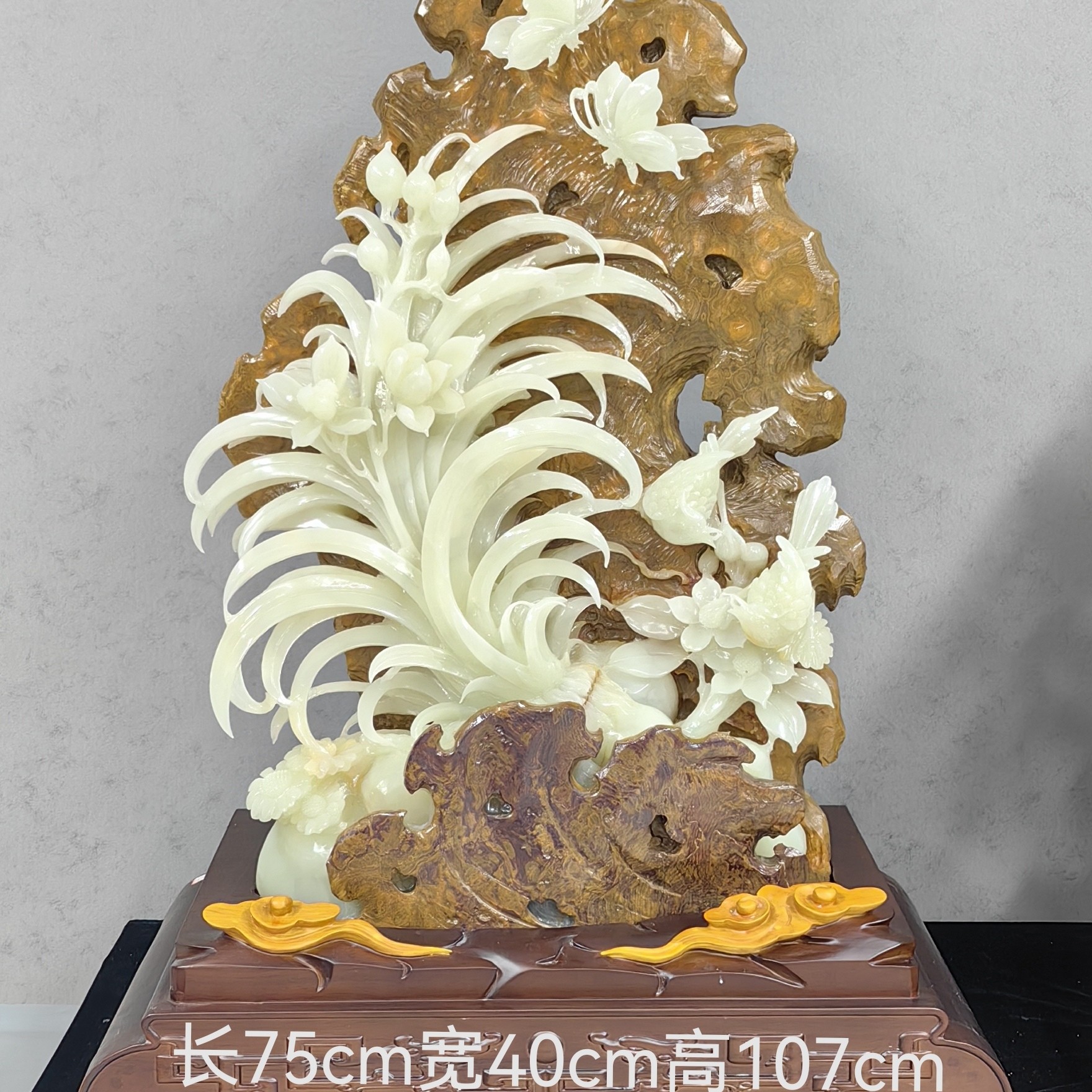 蕙质兰心报喜鸟手工雕件客厅大厅玄关博物架电视柜办公桌家居摆件