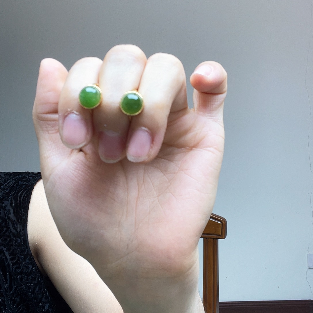 和田玉耳饰银S925镶嵌