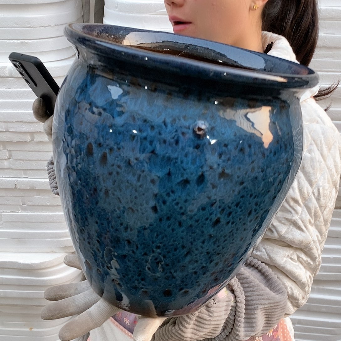 紫砂花盆瑕疵口27高30瑕疵