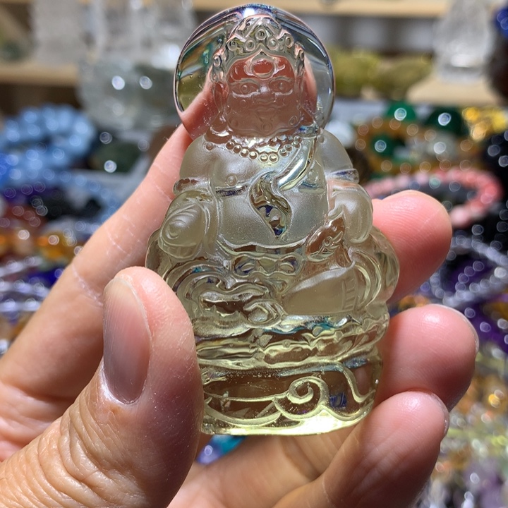 未镶嵌珠宝半成品水晶黄财神摆件