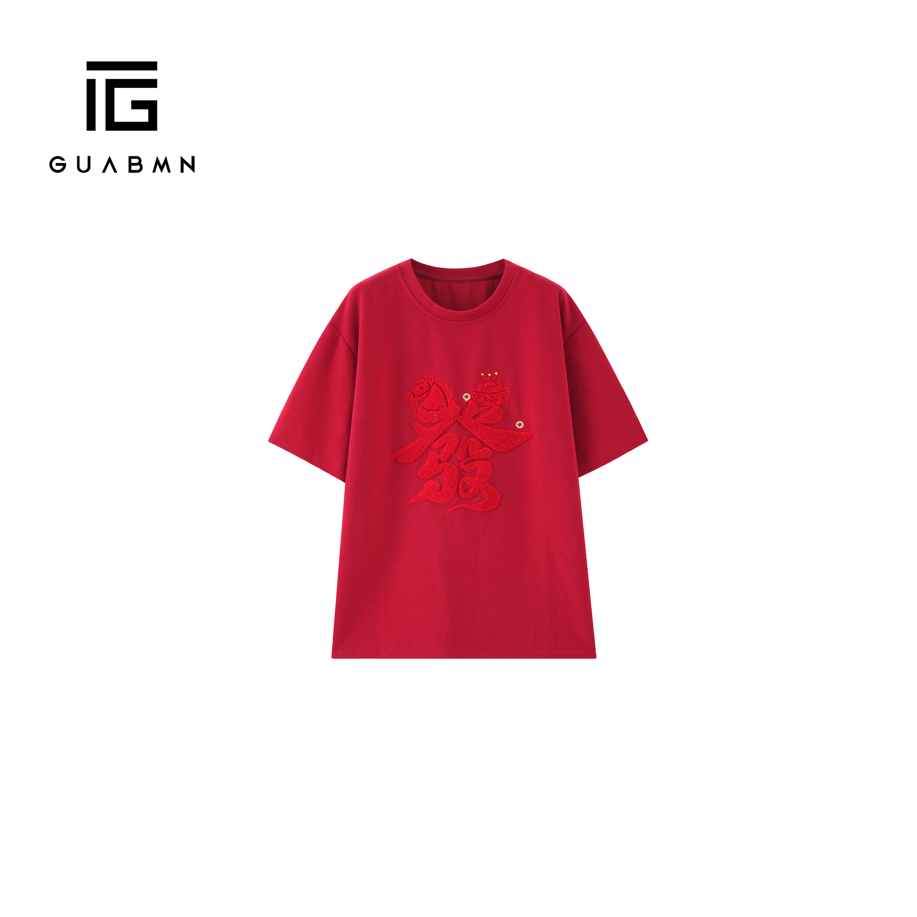 GUABMN2025年冬季新款时尚休闲印花宽松显打底衫圆领短袖T恤6095
