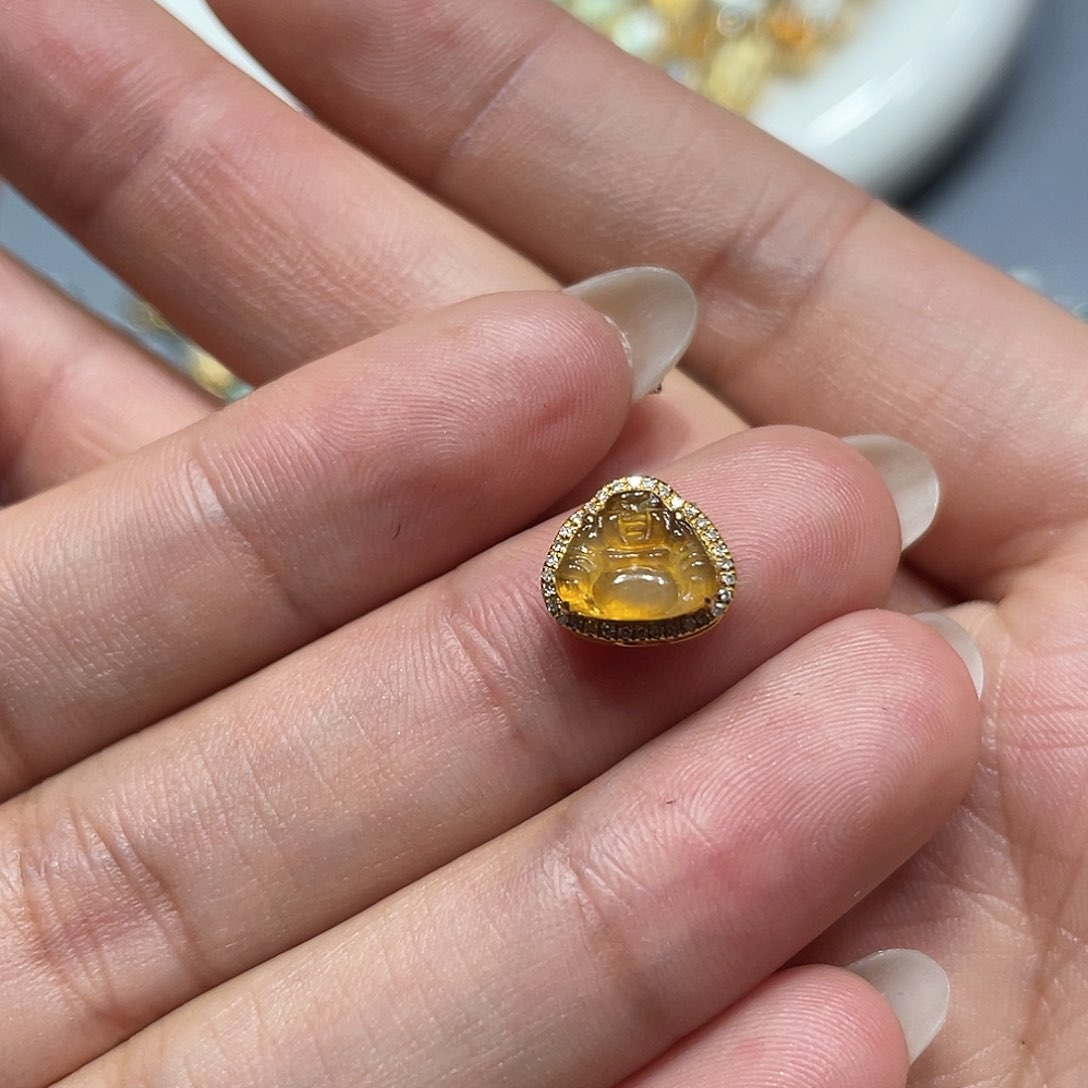 翡翠吊坠(不含链)18K金镶嵌