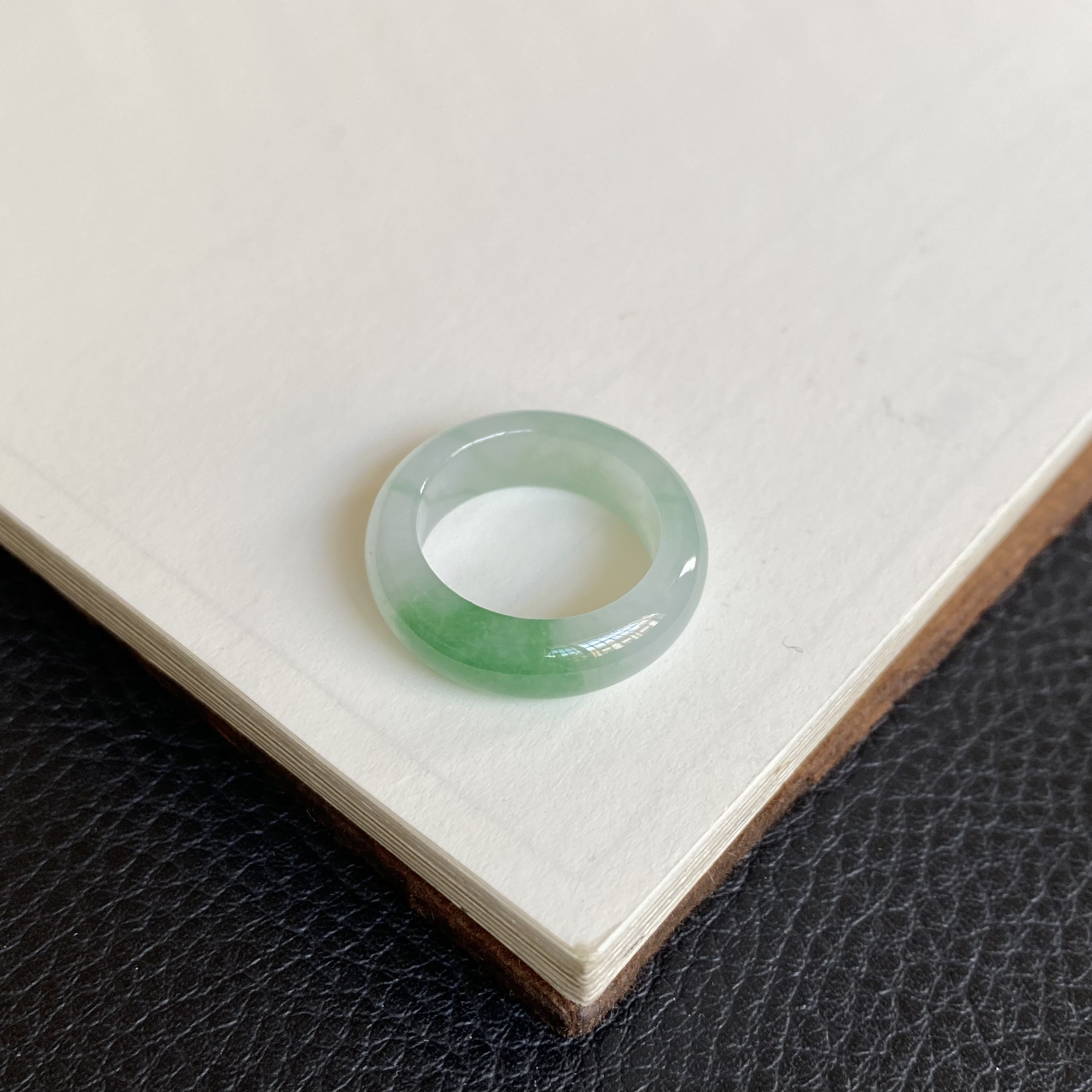 也木西翡翠成品水润绿花指环spd0115注意圈口内径