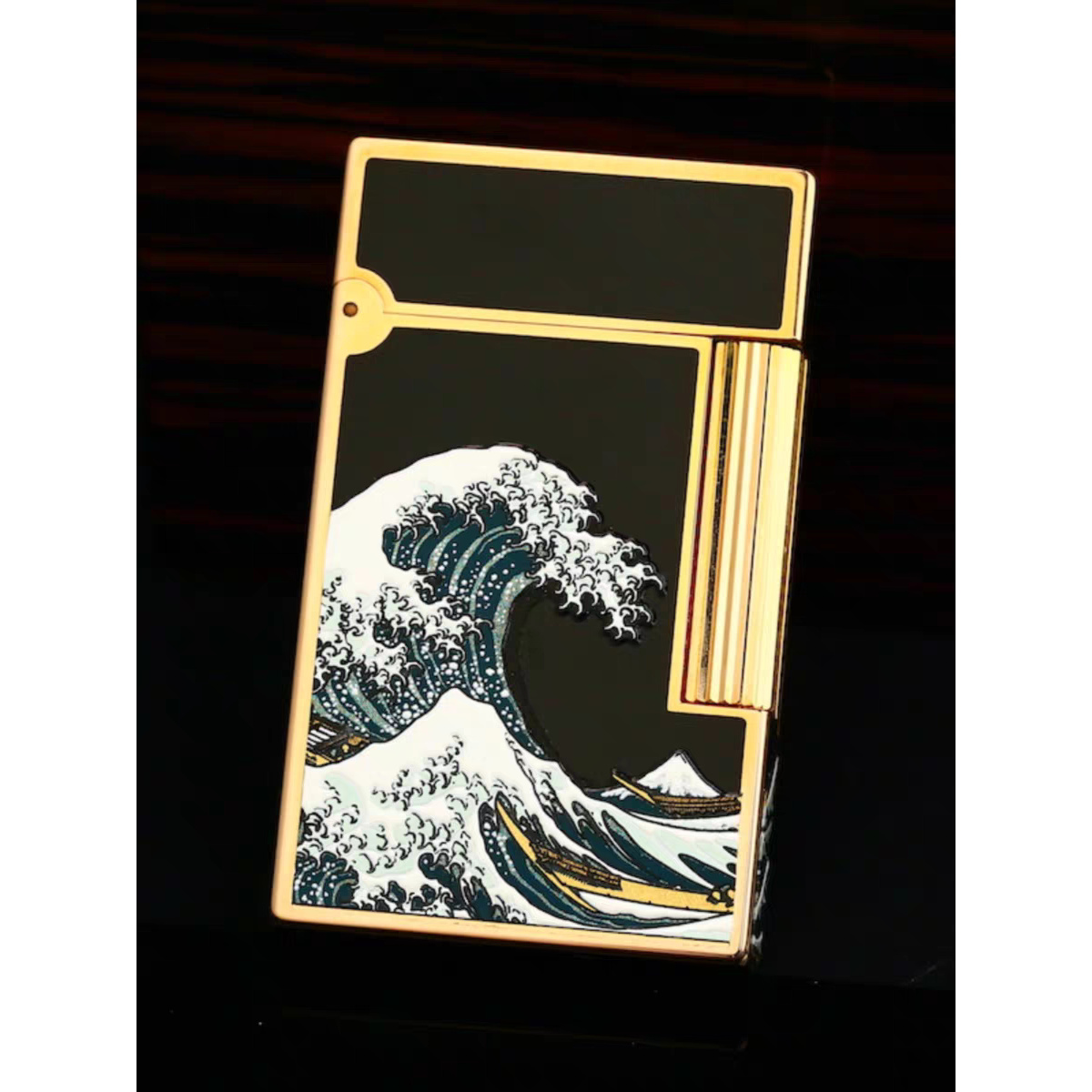 海浪法国充气高档银色黄铜打火机侧滑