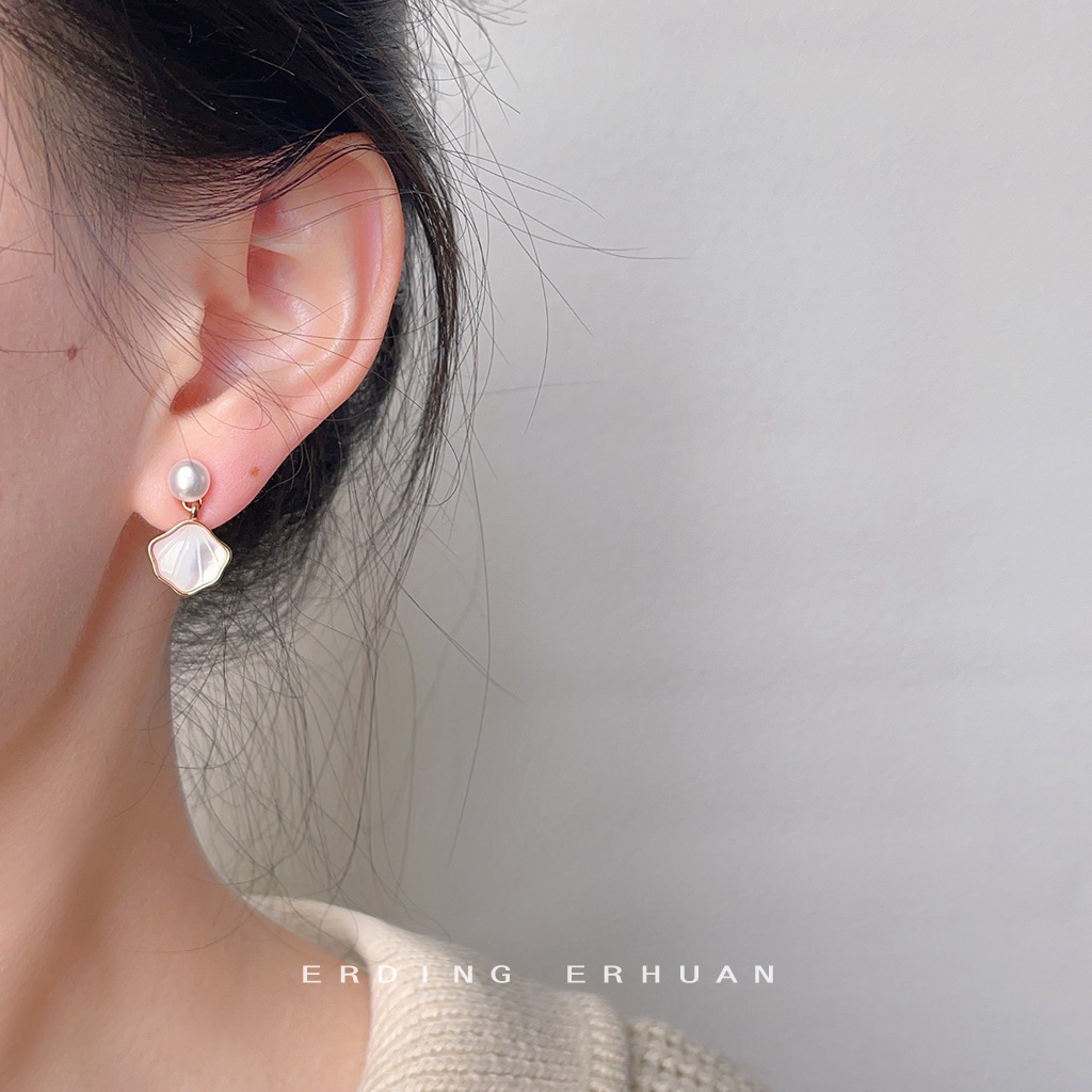 合金贝壳耳饰 高品质耳饰珍珠