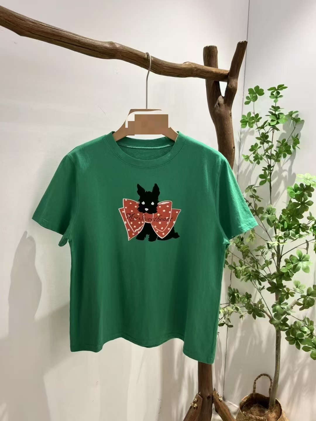 【奈野喜】韩国正品代购 /蝴蝶结小狗短袖T【NO退NO换】