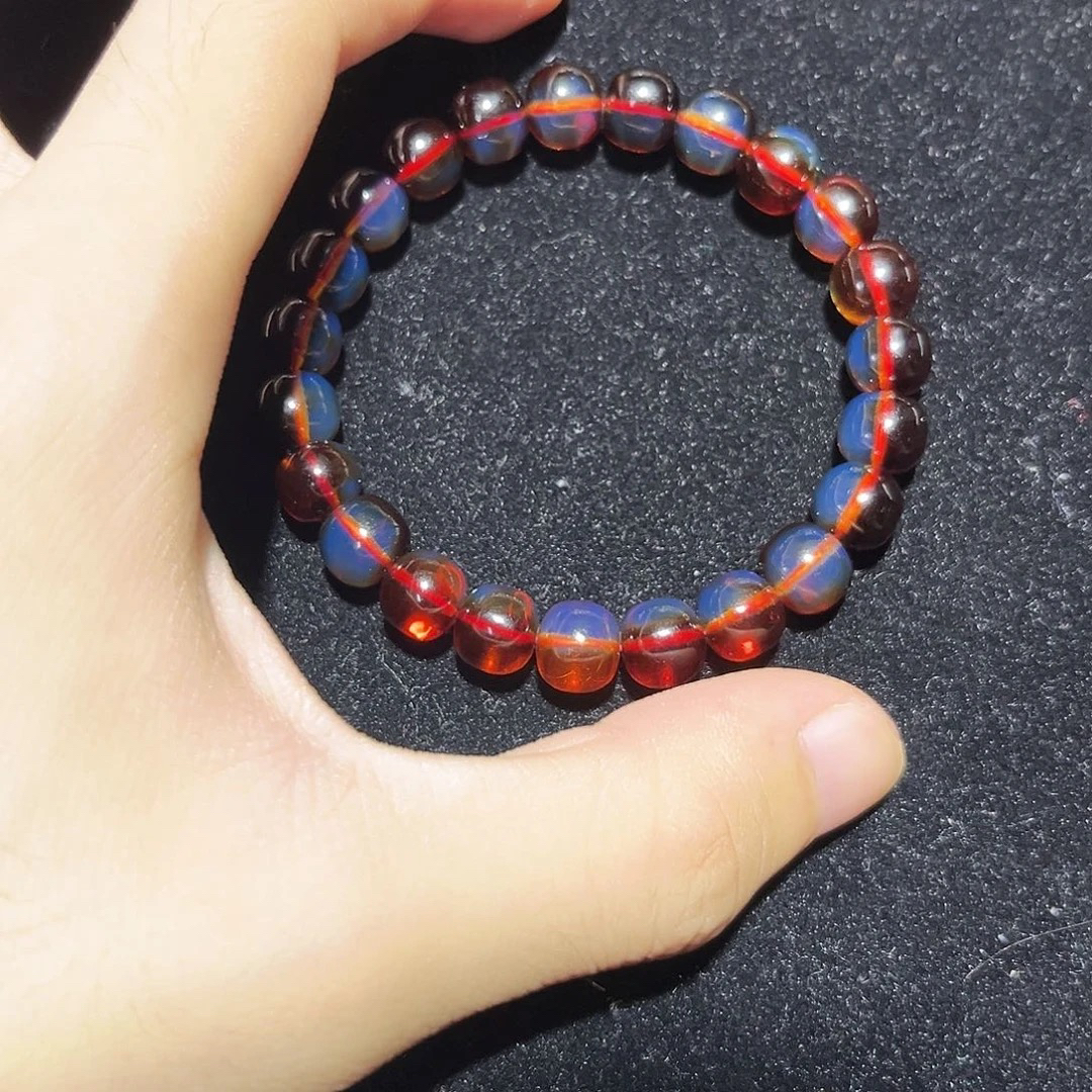 9MM老型手串墨西哥老矿料红蓝5A净水轻奢渐变百搭时尚情侣款