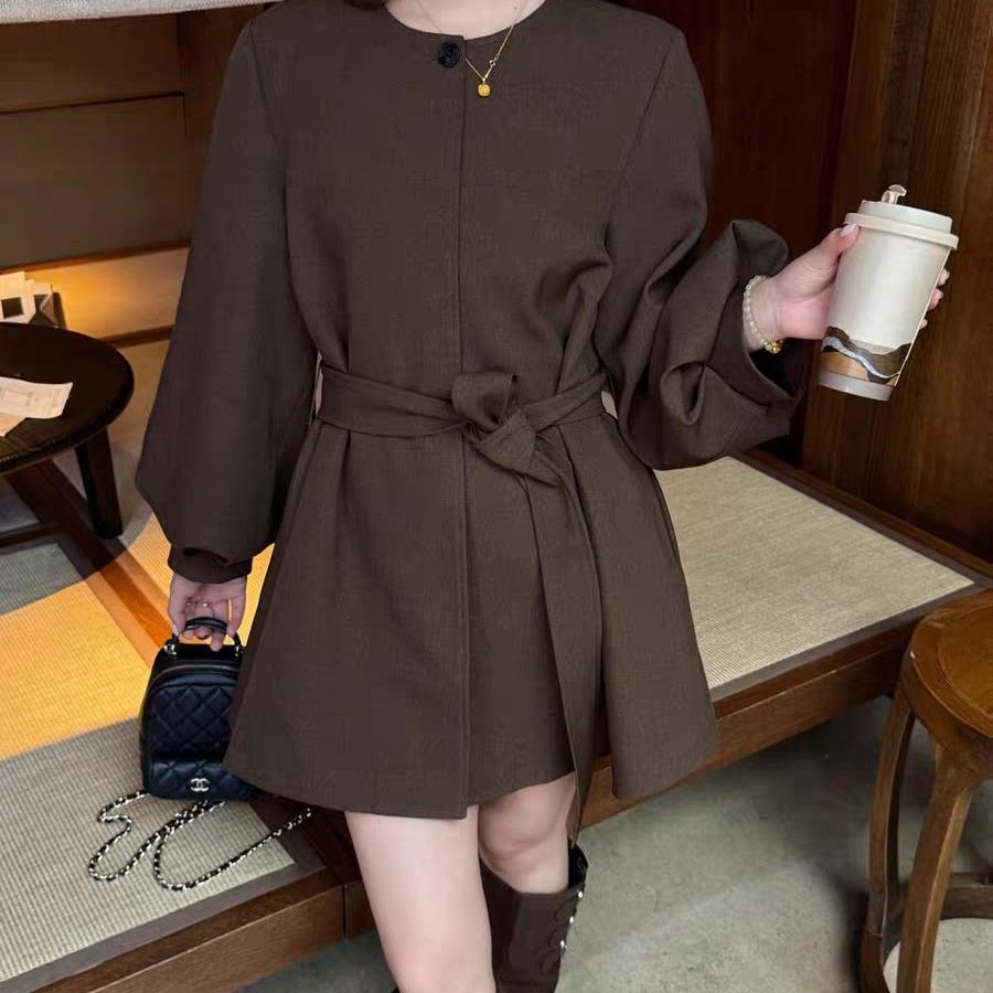 2523收腰显瘦外套女宽松百搭长围巾披肩上衣（衣长75）