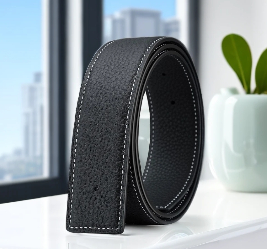 【女生G7799金色扣黑色皮带】手工打造女士腰带