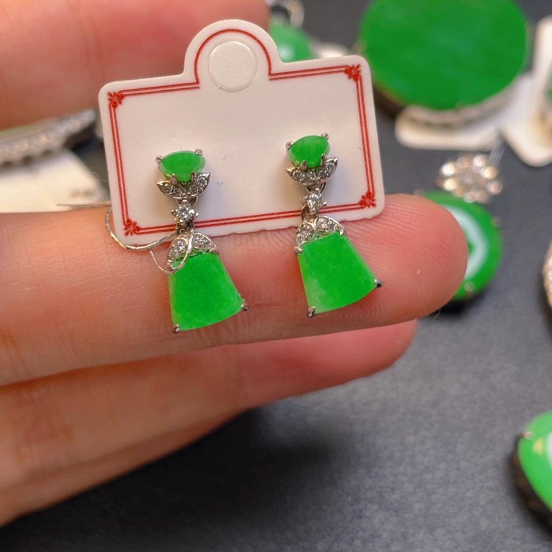 翡翠银S925镶嵌吊坠(不含链)耳坠