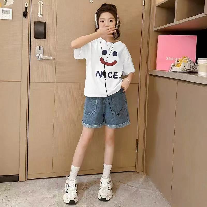 儿童2025夏季新款笑脸字母短袖B2632