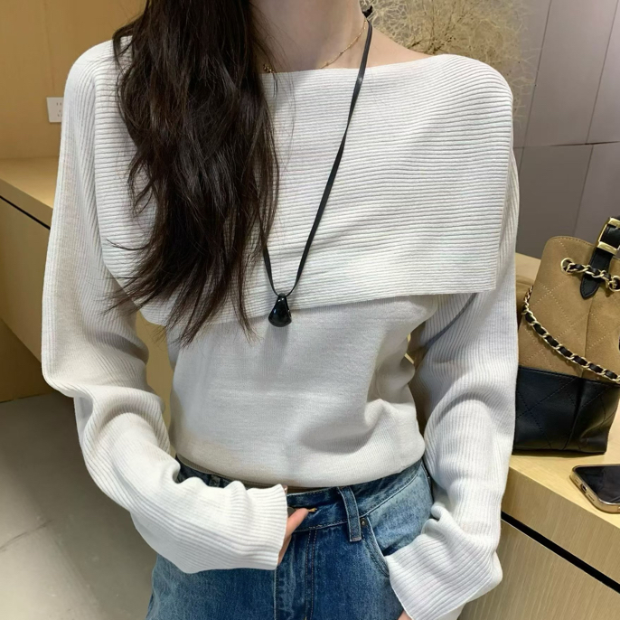 针织常规秋季千金风冬季毛针织衫春季一字领休闲风