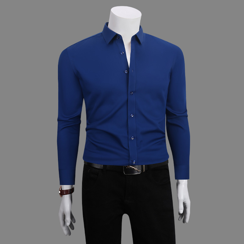 衬衫男款长袖商务男装免烫秋季衬衫纯白色职业正装修身男士衬衣