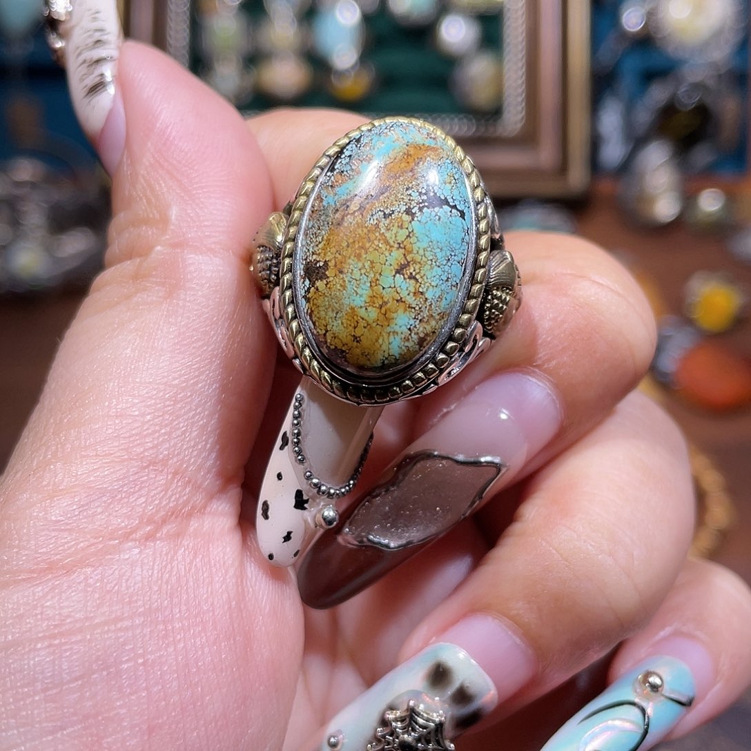 锦***森绿松石银S925镶嵌戒指戒指