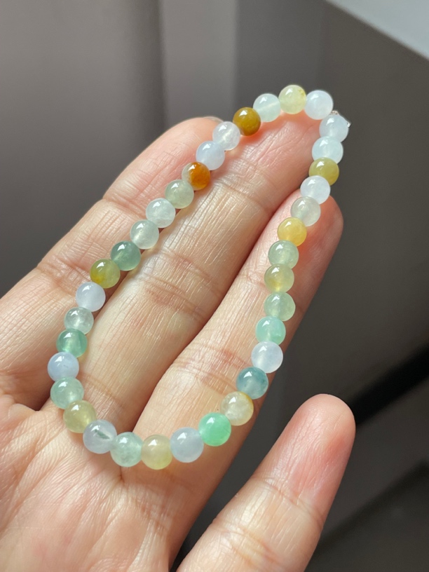 天然翡翠多宝手串种老冰透卡5大小