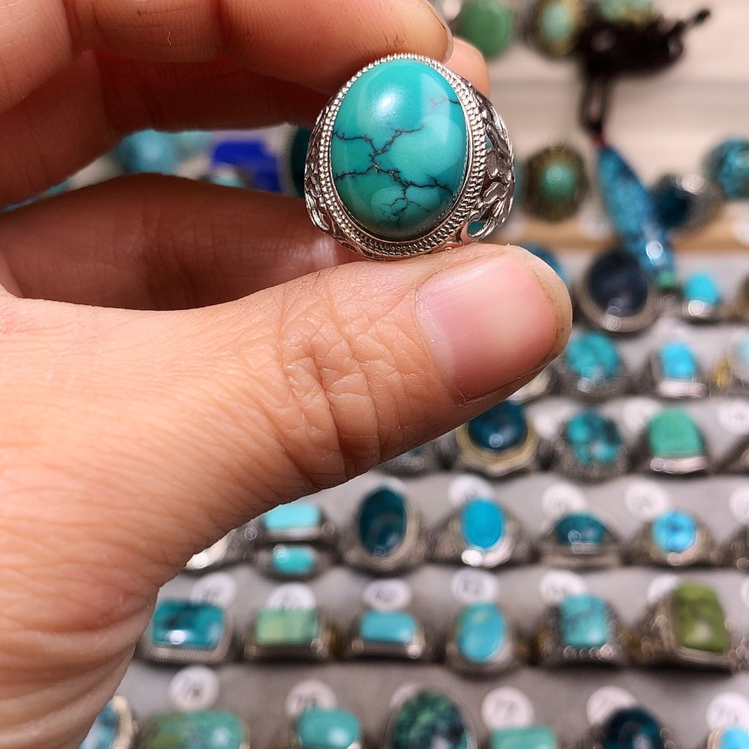 绿松石挂件银S925镶嵌