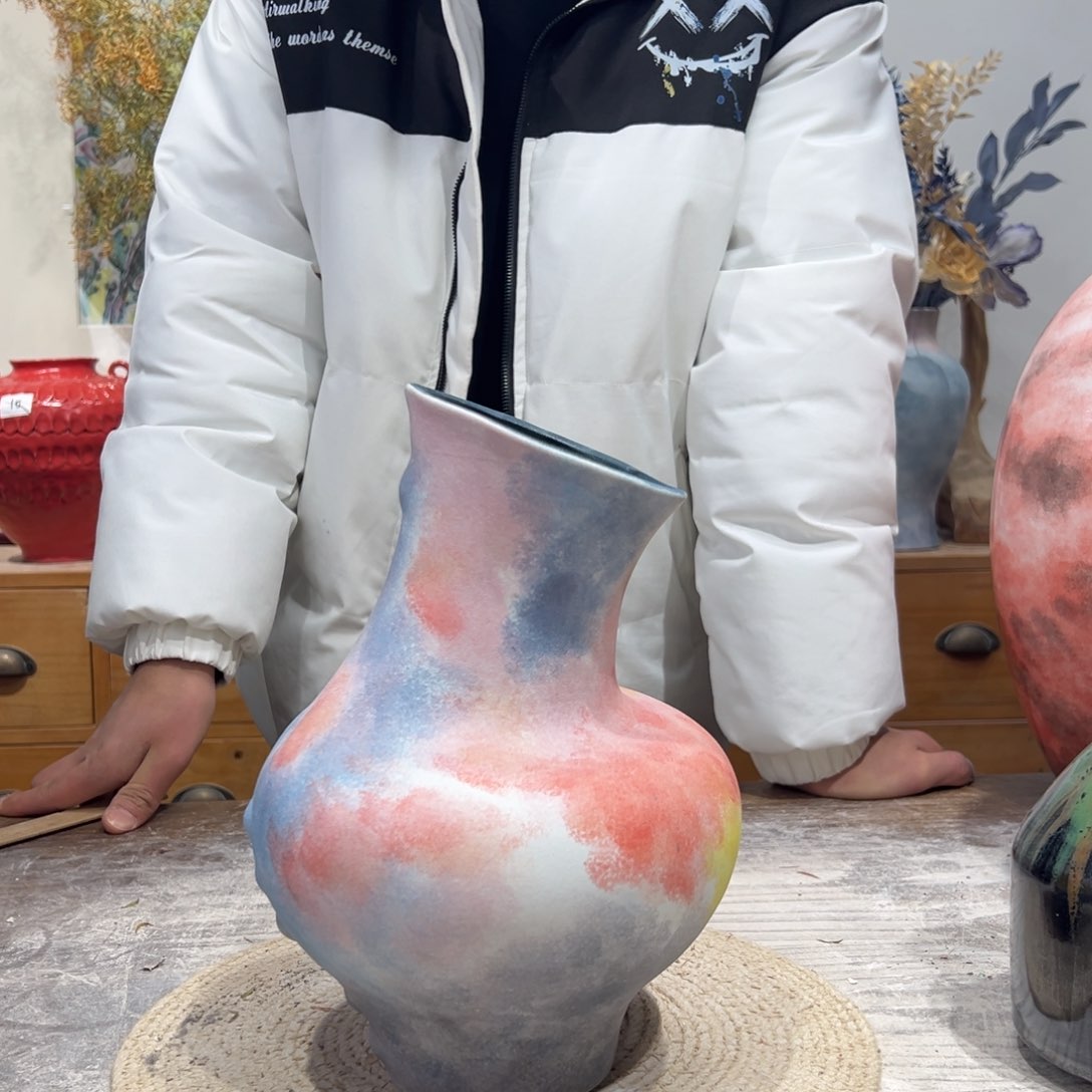 摆件陶瓷花瓶高27口9