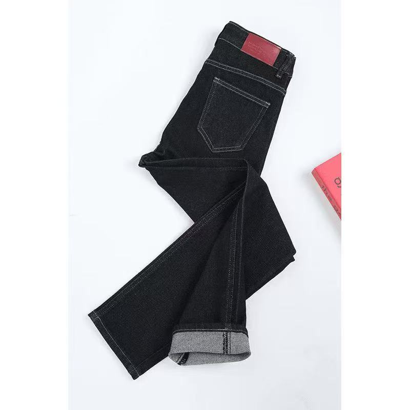 【现货】烟管裤女春季港风复古高腰小直筒显瘦百搭九分弹力牛仔裤