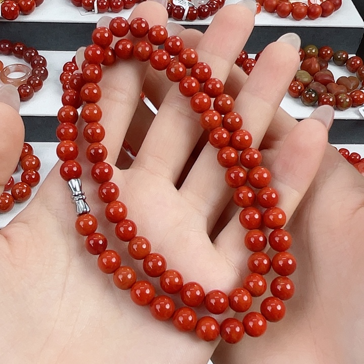 未镶嵌瓦西锦红满肉6mm锁骨链南红玛瑙