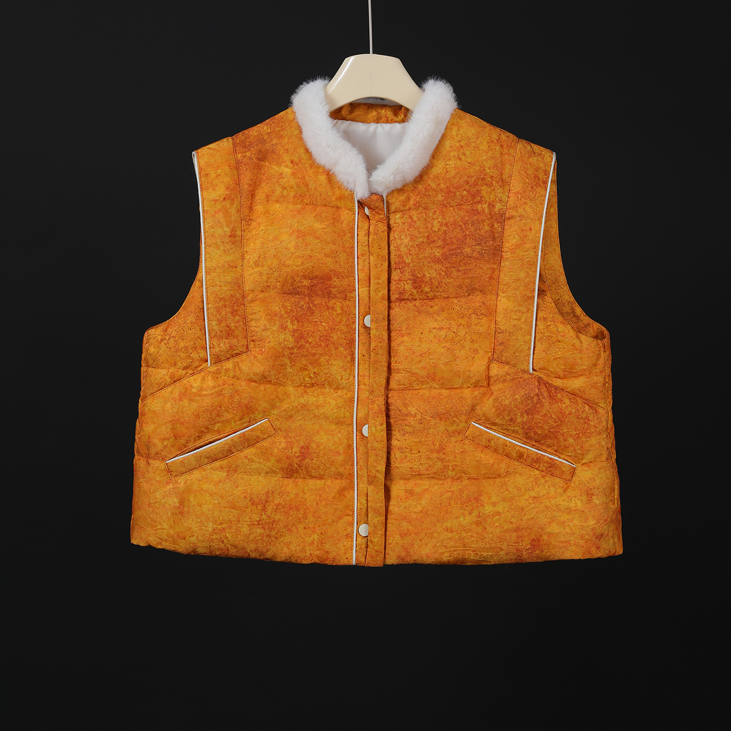 25275 品质柜货！冬季女士新中式国风提花百搭休闲时尚羽绒马夹