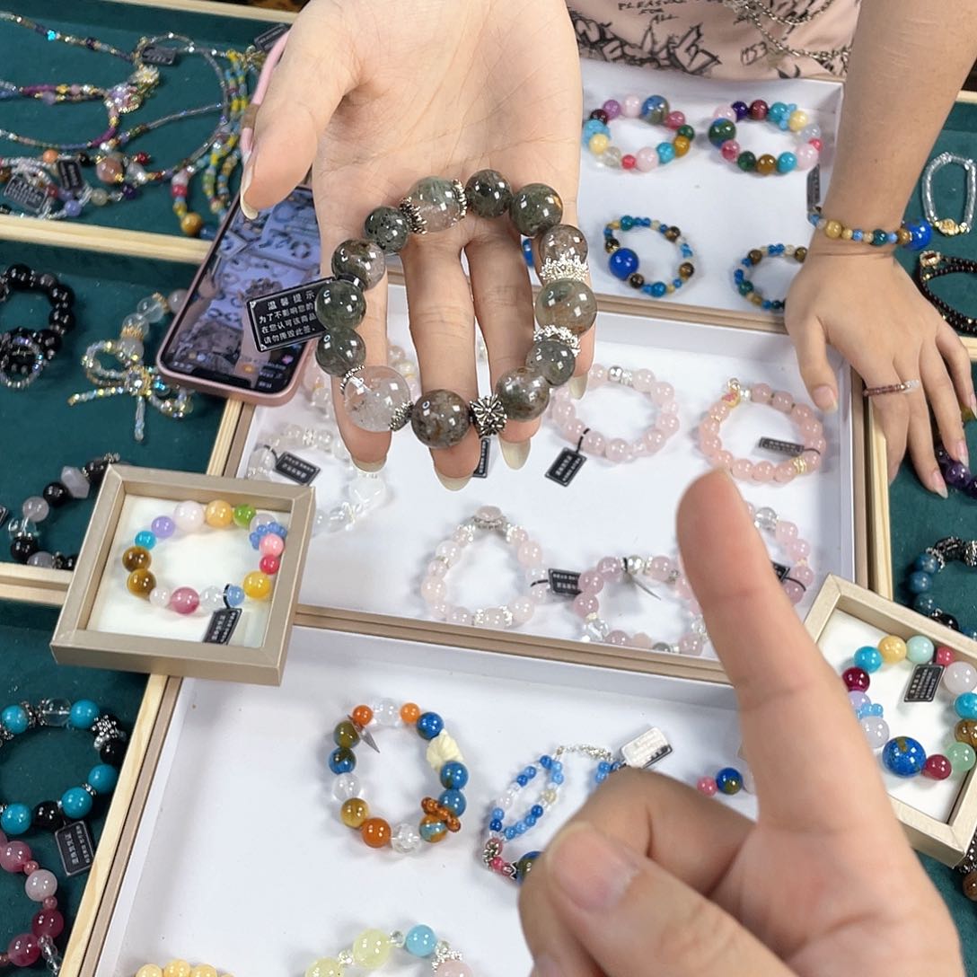 水晶手链银S925镀金镶嵌