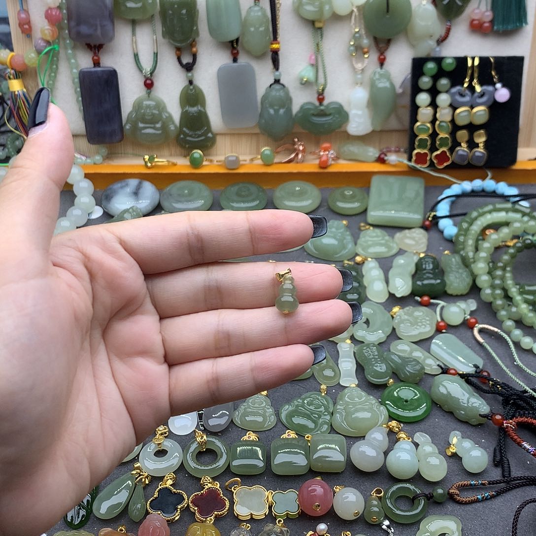 和田玉银S925镶嵌吊坠(不含链)