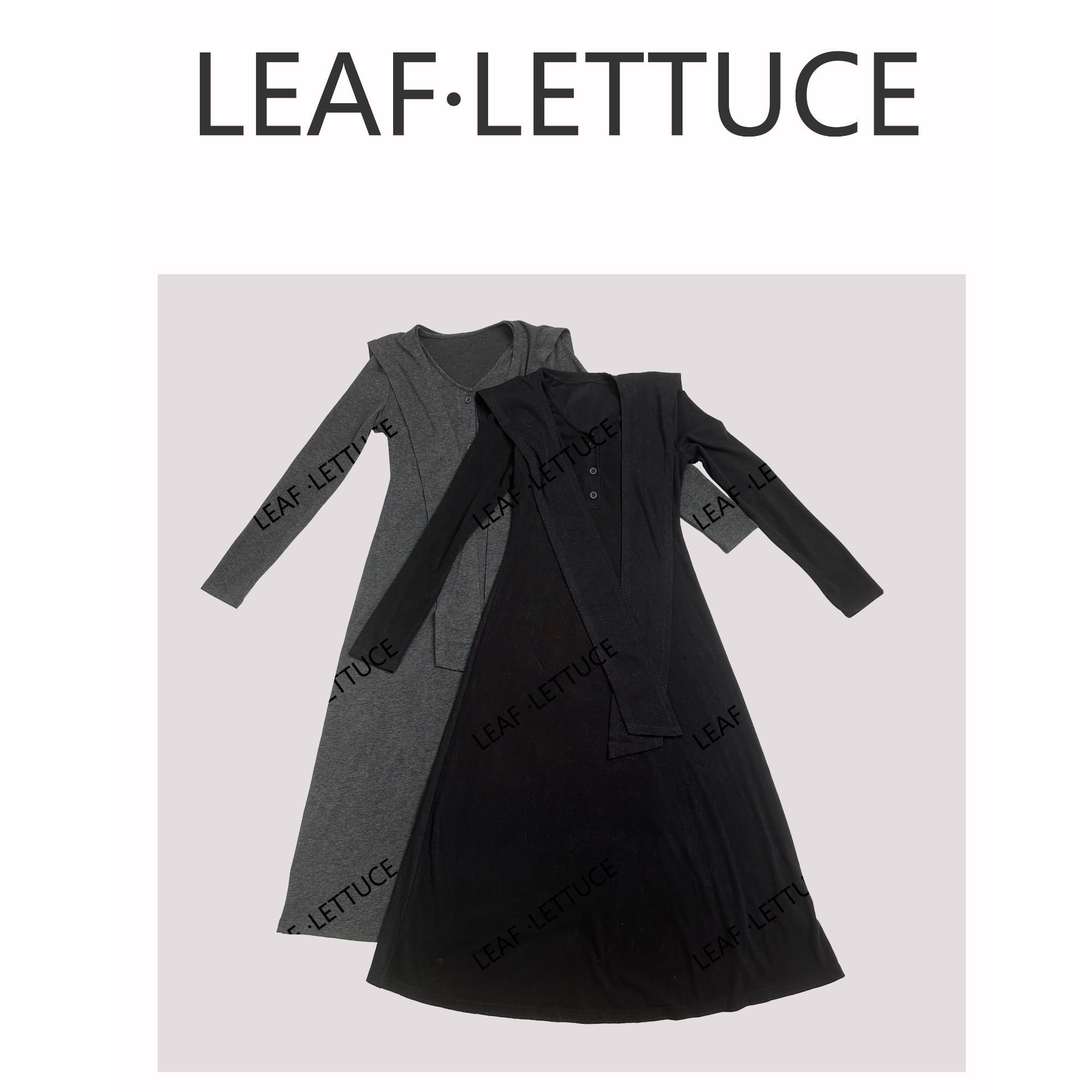 【LEAF LETTUCE】1012/5235秋季简约长袖针织连衣裙