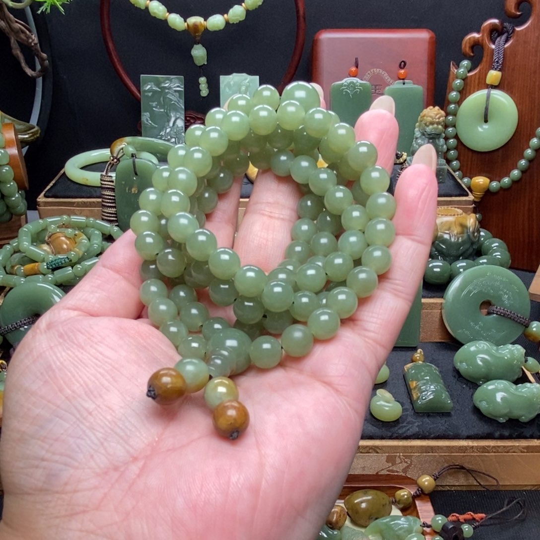 华***歌岫岩河磨玉（透闪石质玉）未镶嵌手串