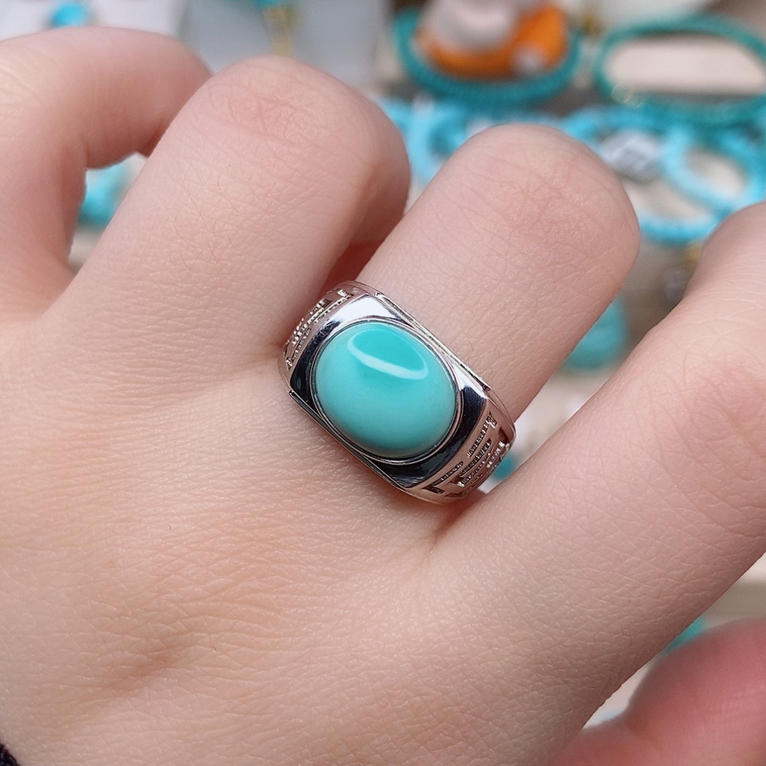 绿松石戒指银S925镶嵌