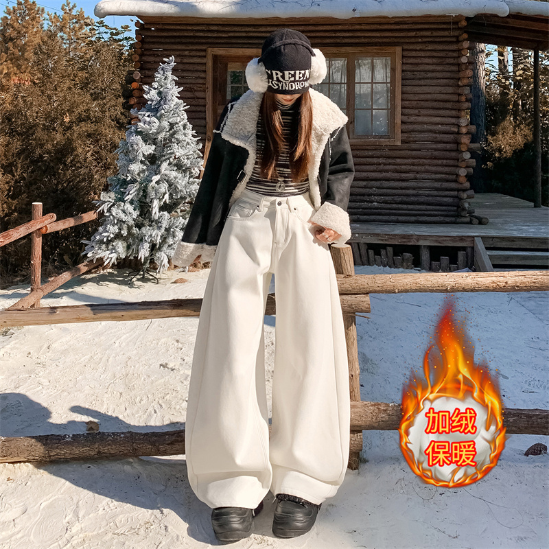 KRO秋冬新款高腰显瘦百搭弯刀裤休闲设计感拖地长裤&加长