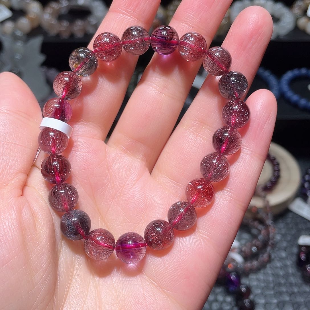 水晶手链未镶嵌超七手链，晶体通透